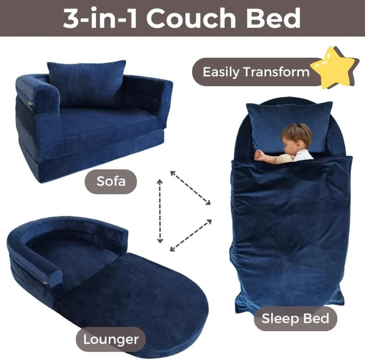 Kids Foam Couch with Blanket Pillow Pre-Assembled - Image 3