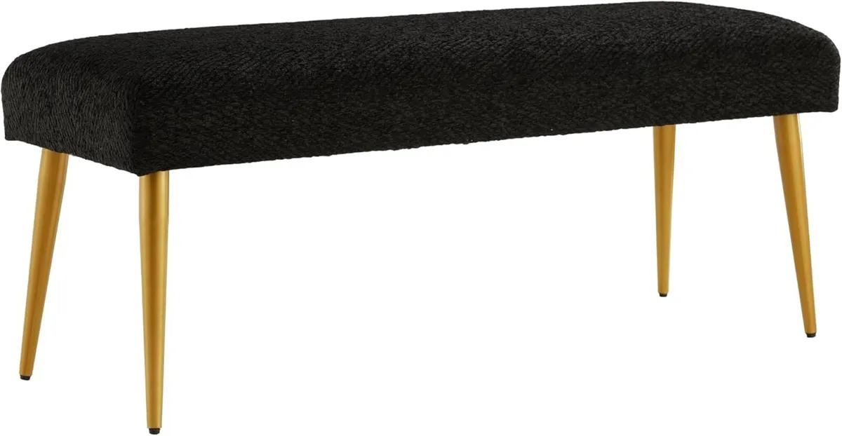 Upholstered Entryway Bench Ottoman Black Bedroom - Image 1