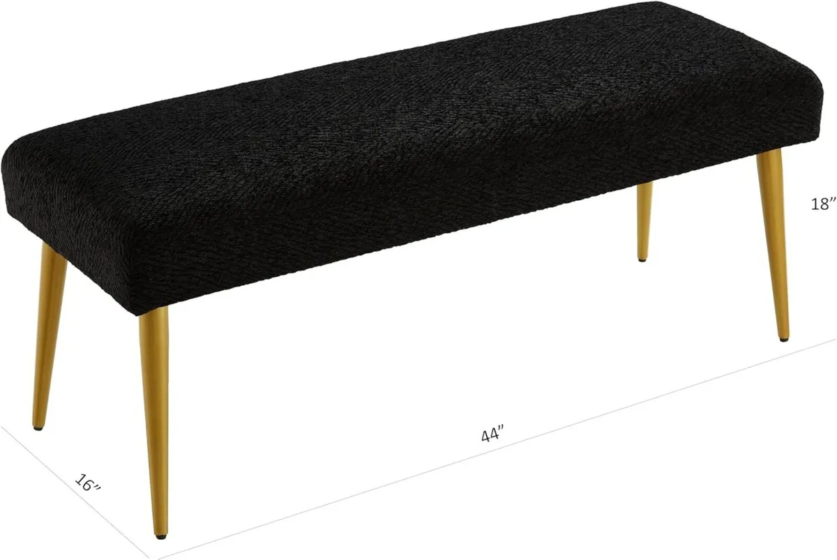 Upholstered Entryway Bench Ottoman Black Bedroom - Image 2