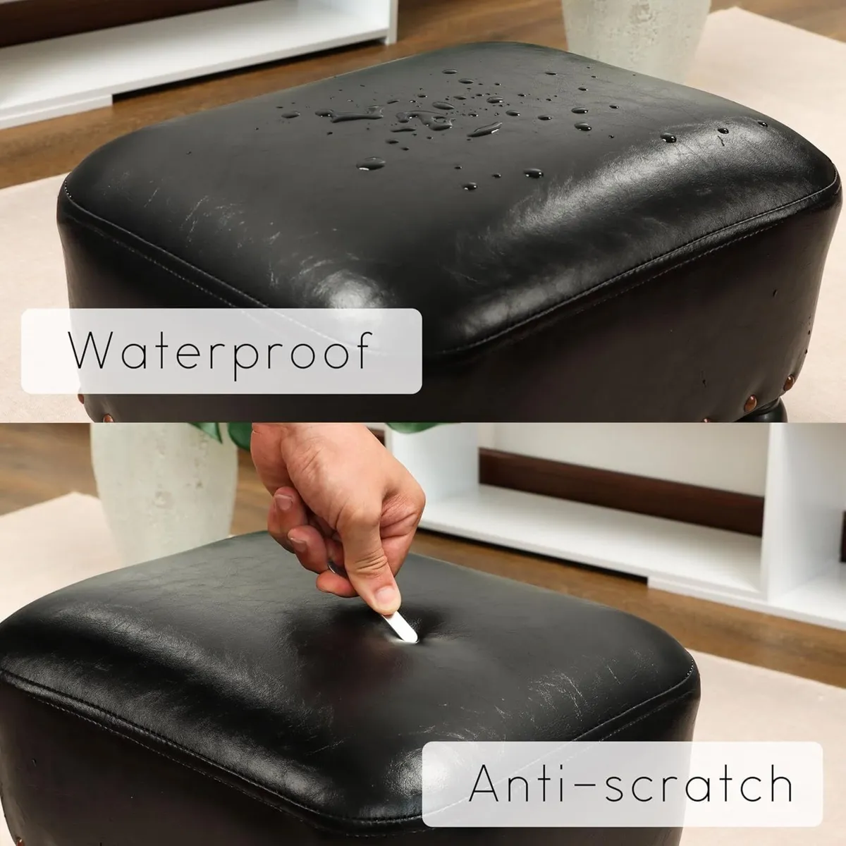 Ottoman Leather Foot Rest with Thicker Foam - Image 4