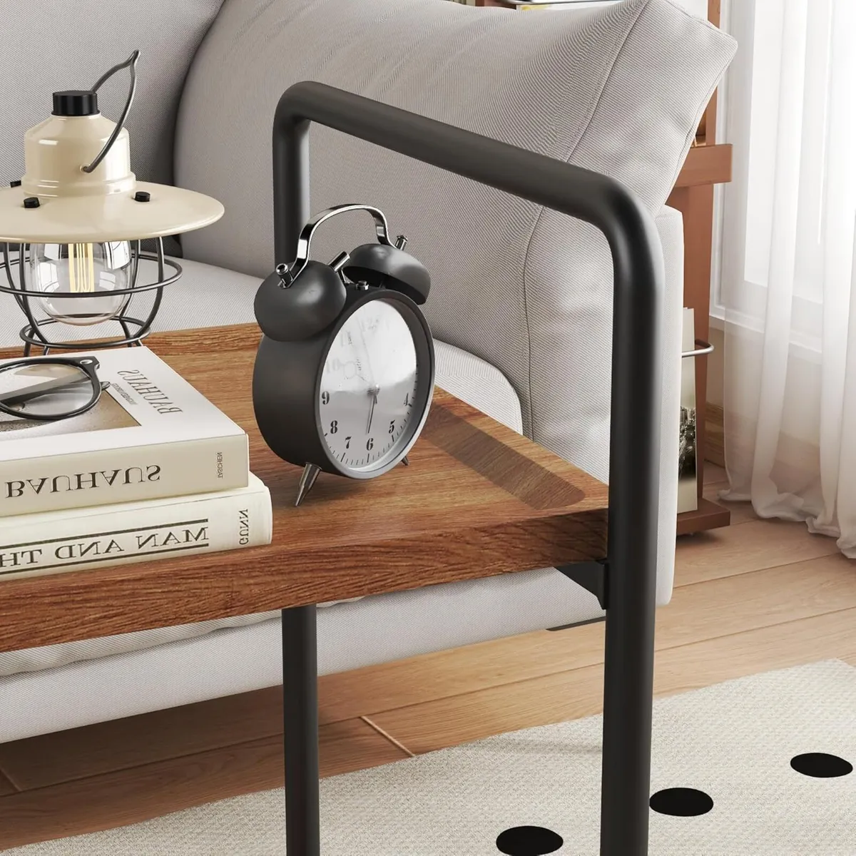 Rolling 2-Tier Wooden Side Table Sofa end Movable - Image 3