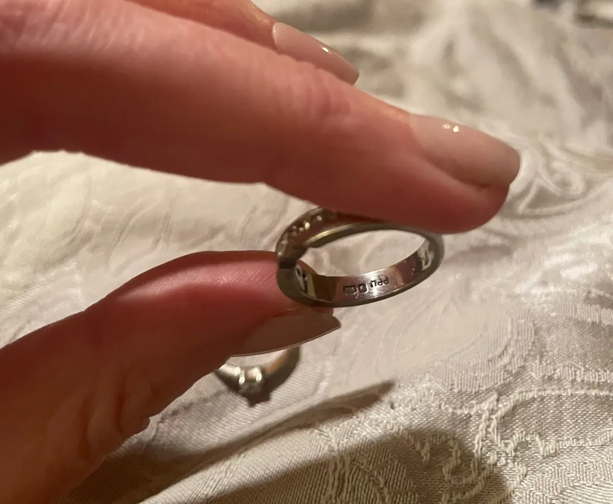 Diamond platinum engagement and wedding band set - Image 3