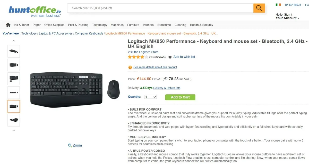 Logitech MK850 wireless keybaord & mouse combo - Image 2