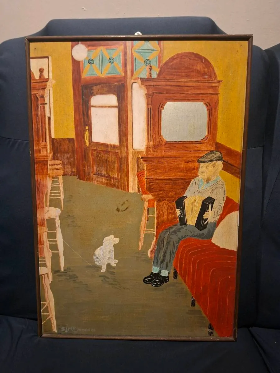 Charming Vintage Painting of Pub scene - Image 1