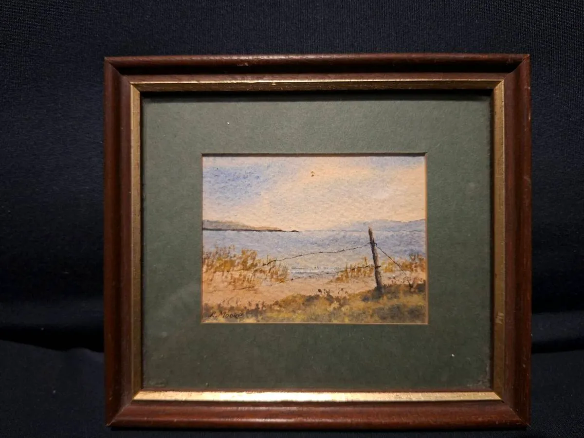 R.Moore signed Minature Watercolour Painting - Image 1