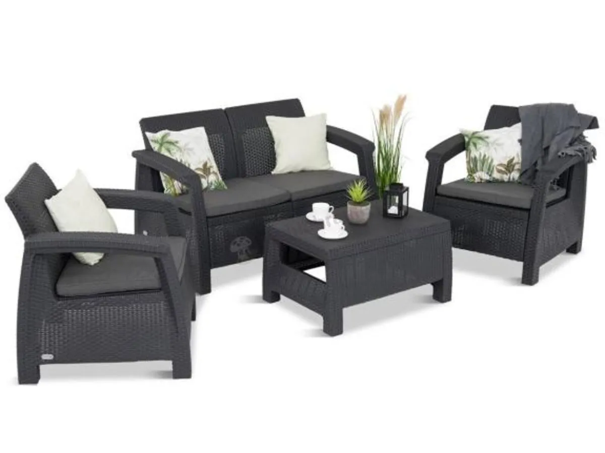 Garden Furniture Set – 4 Seater – Dark Grey – Weat - Image 3