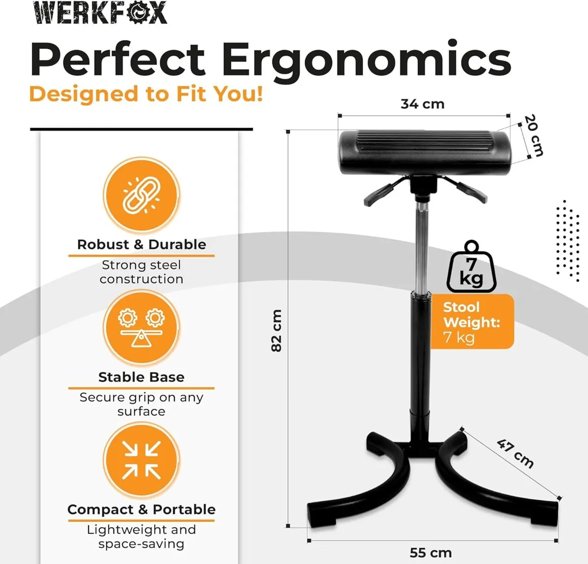 Standing Stool Ergonomic height adjustable stool; - Image 2
