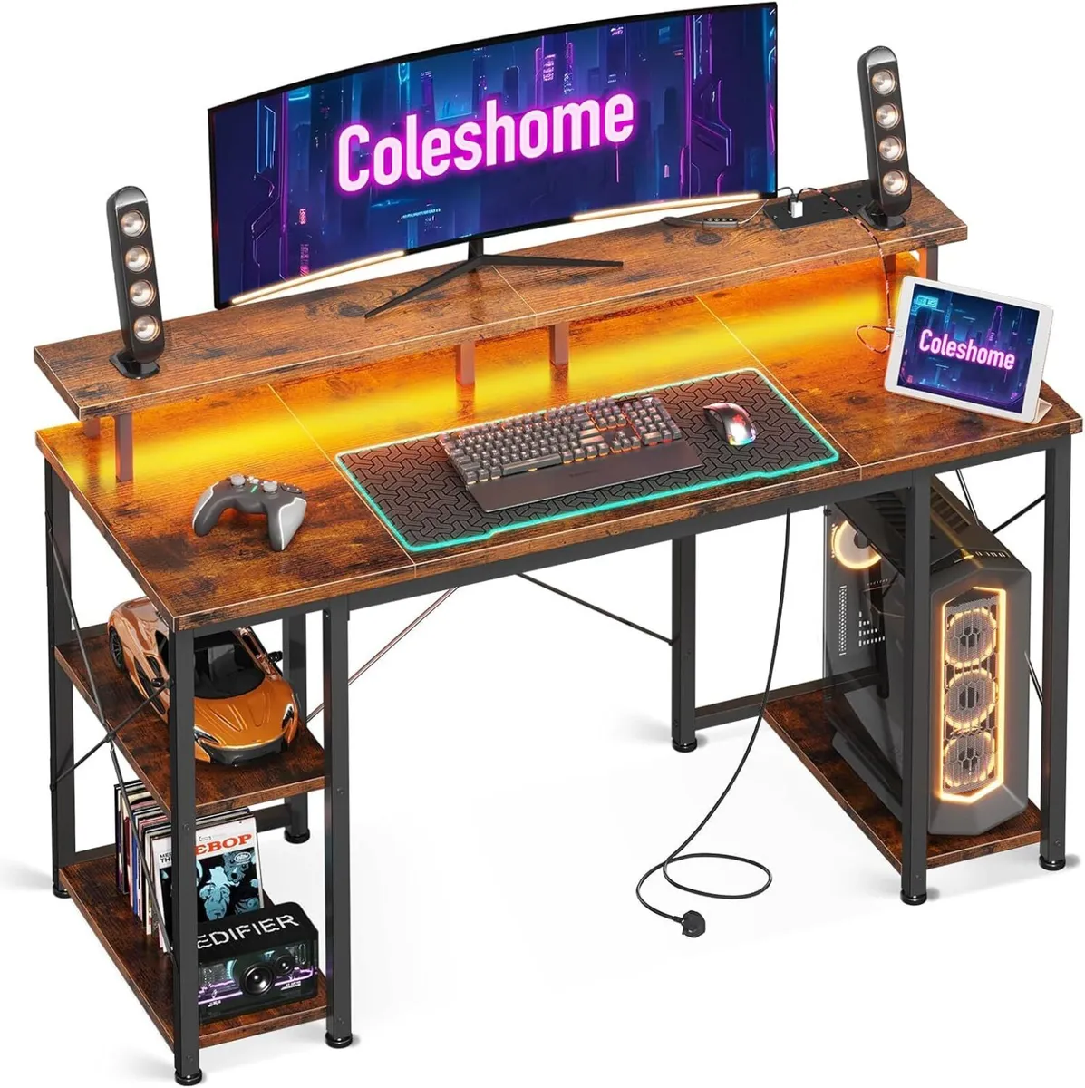 Gaming Desk with LED Lights 120x50 cm Computer - Image 1