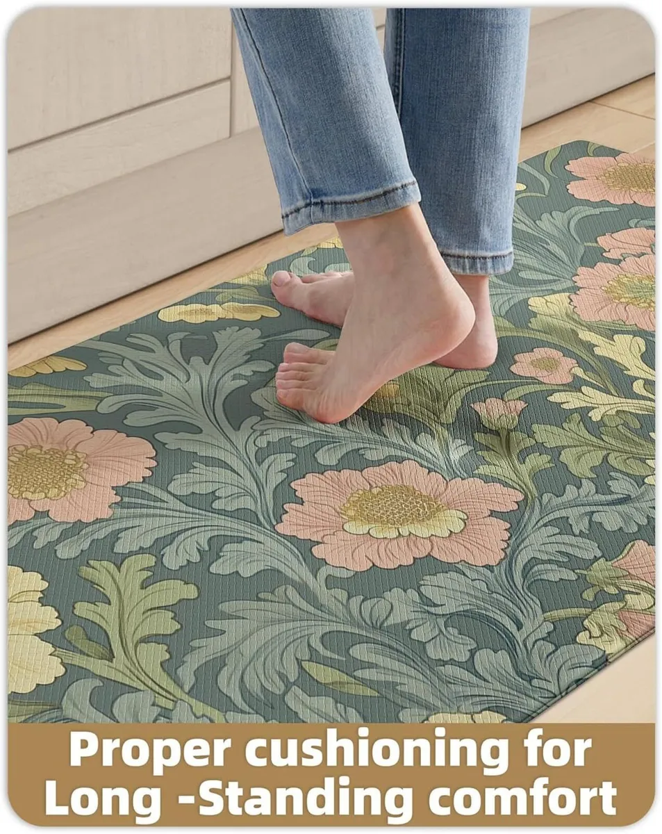 Floral Kitchen Mat 60x150cm Anti Fatigue Mats for - Image 2