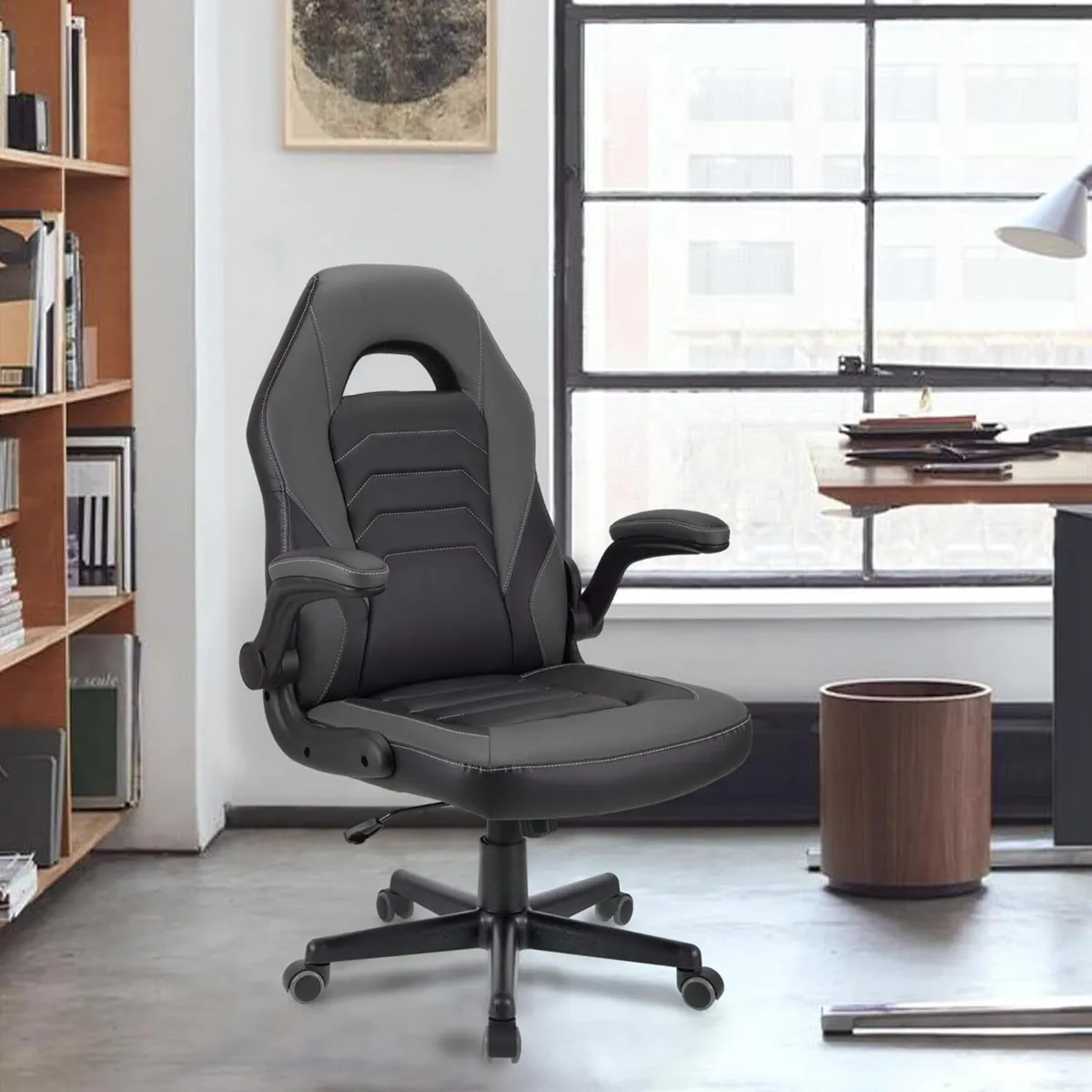 Ergonomic Gaming Chair with Flip-Up Arms Faux - Image 2