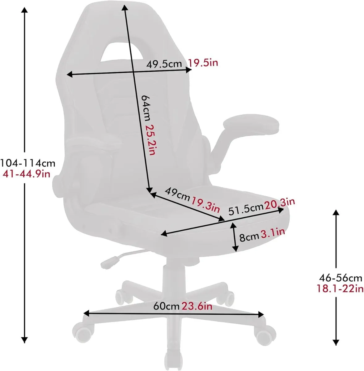 Ergonomic Gaming Chair with Flip-Up Arms Faux - Image 3
