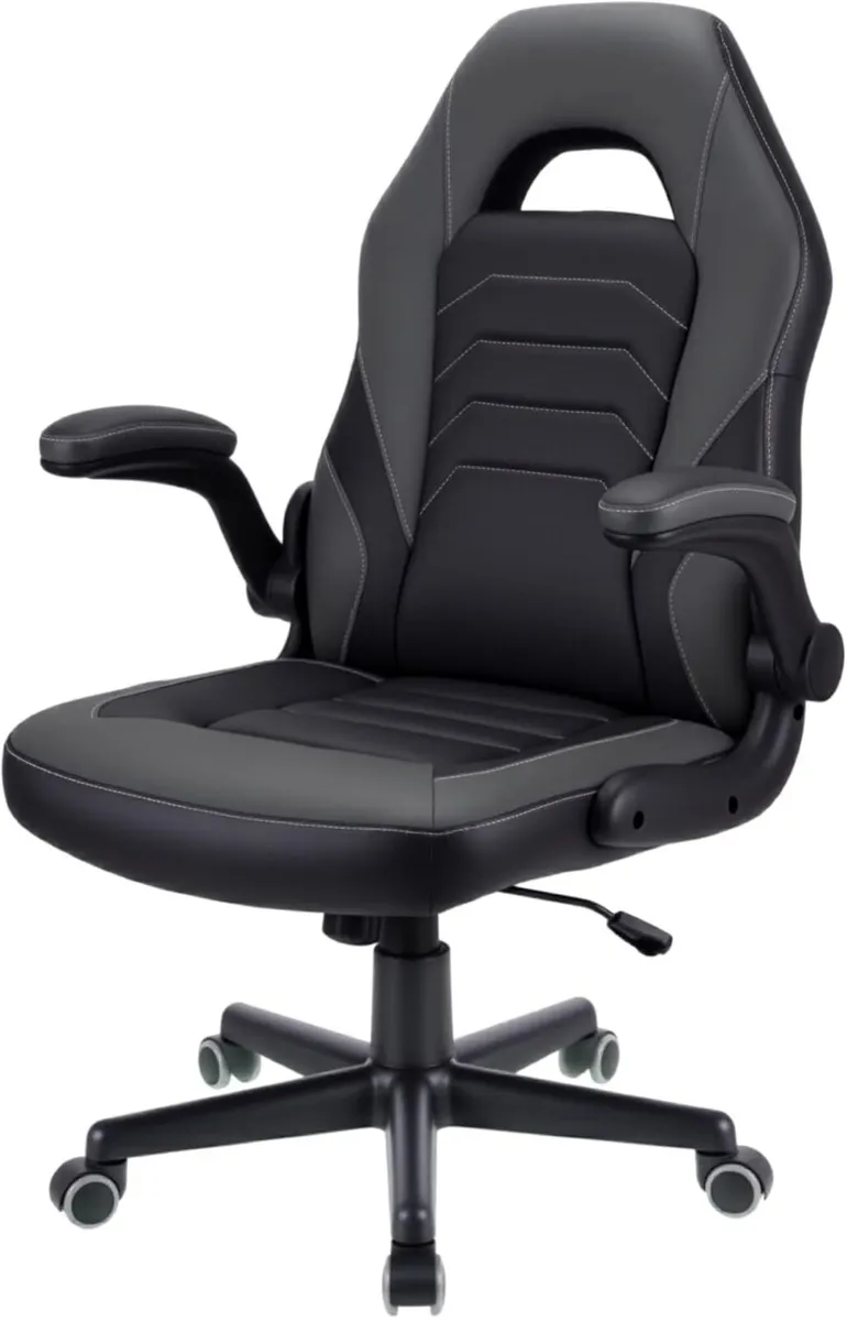 Ergonomic Gaming Chair with Flip-Up Arms Faux - Image 1