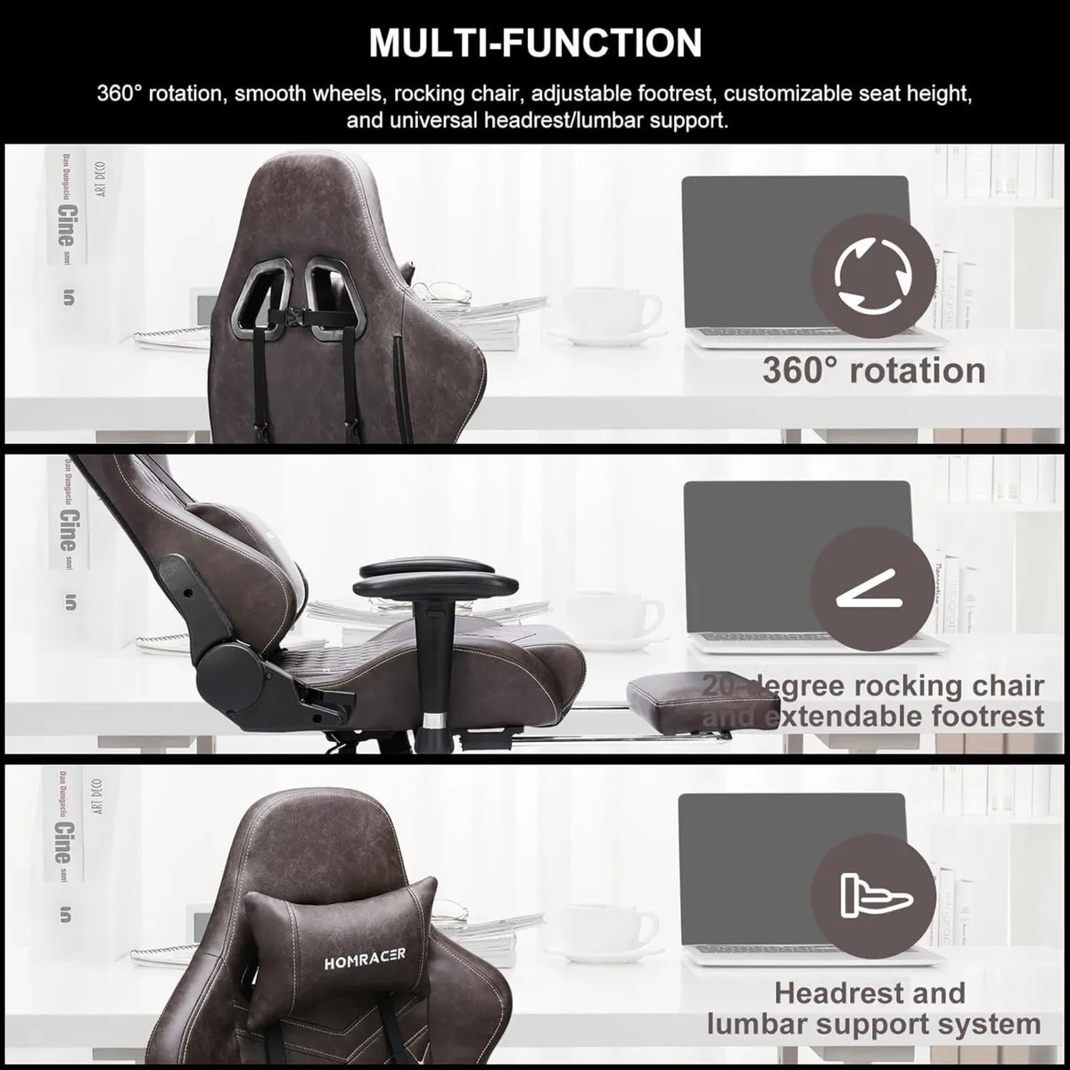 Ergonomic Office Chair Gaming Executive Desk with - Image 2