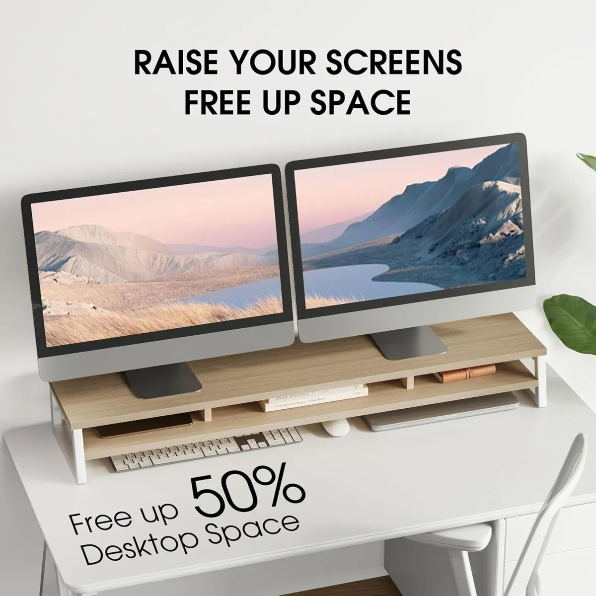 Dual Monitor Stand for Desk 108cm Large Riser 2 - Image 4