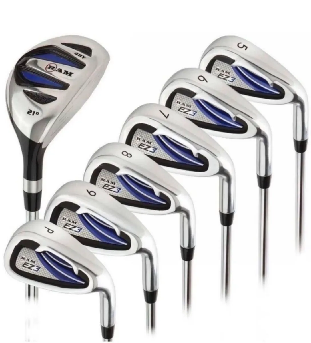 NEW Mens Golf Clubs RAM Ez3 Irons & Hybrid - Image 1