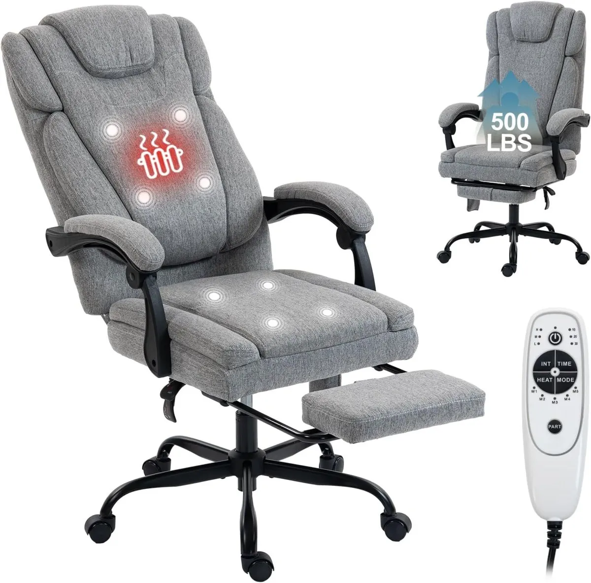 Fabric Massage Office Chair with Foot Rest 8 - Image 1