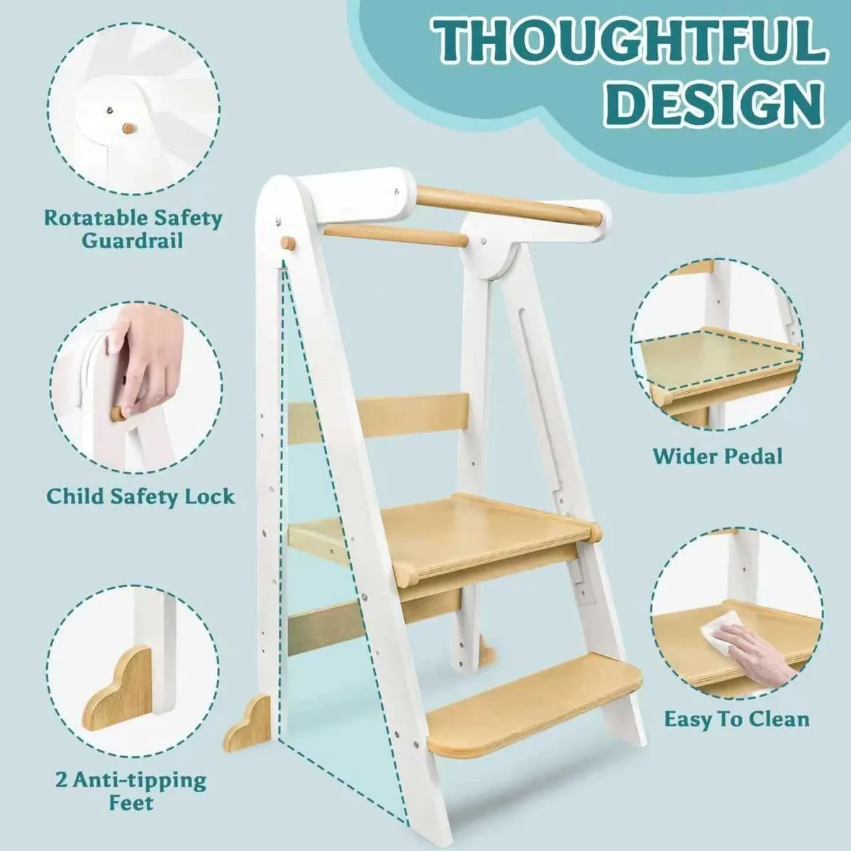 Foldable Learning Tower Kitchen Stool for Kids - Image 4