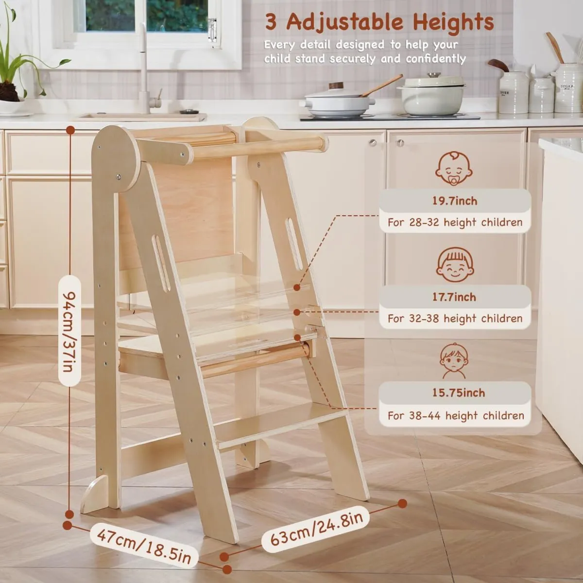 Foldable Toddler Tower Kitchen Helper Montessori - Image 2