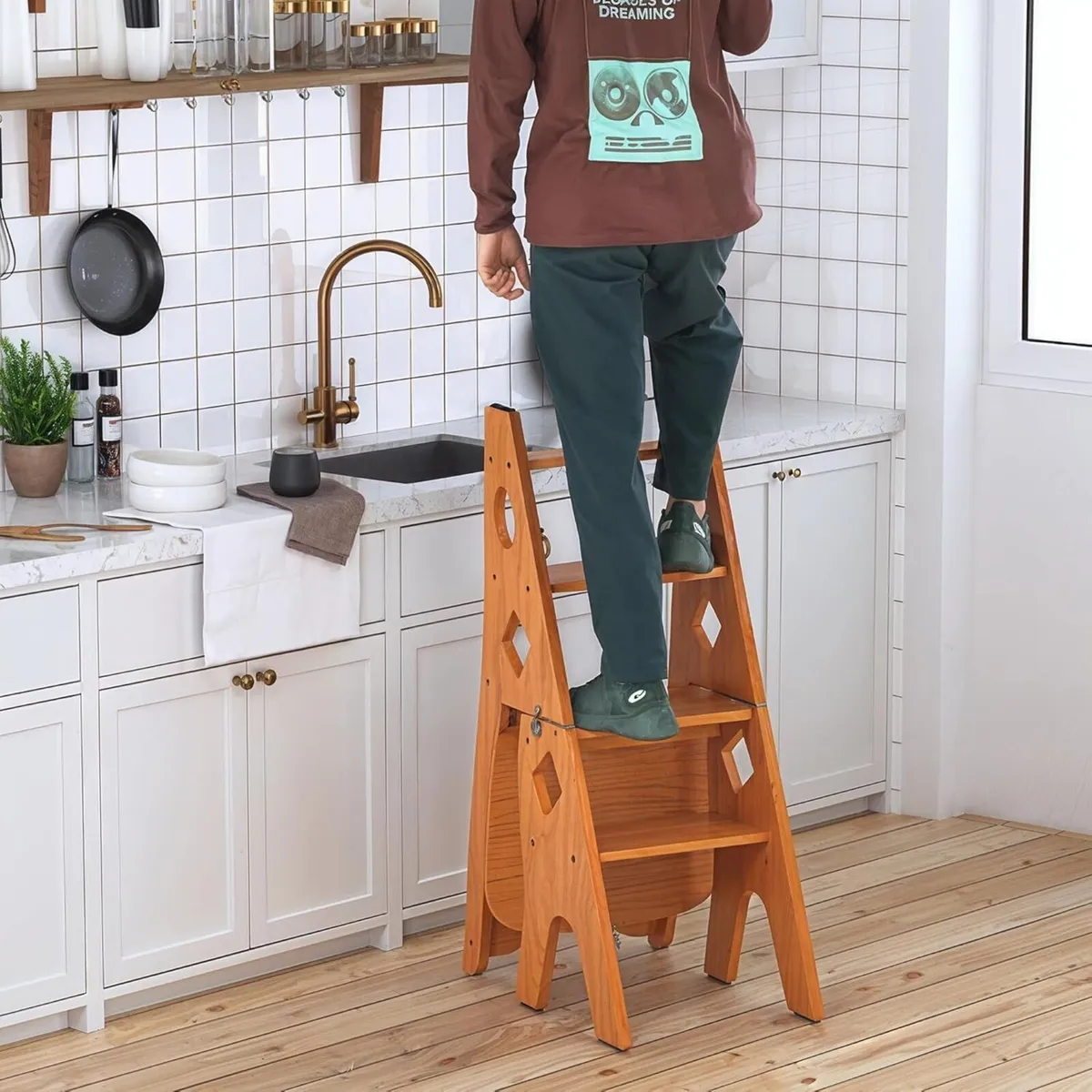Foldable Ladder Chair Step Stool kitchen steps - Image 4