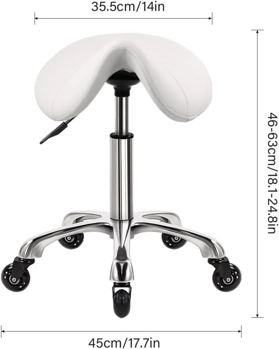Saddle Stool On Wheels Swivel Adjustable Thick - Image 3