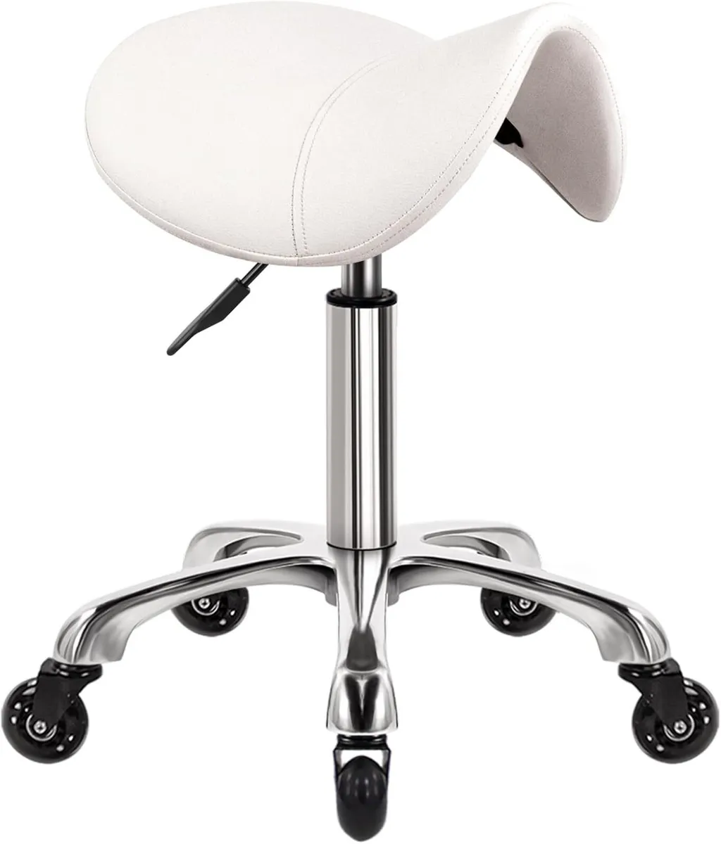 Saddle Stool On Wheels Swivel Adjustable Thick - Image 1