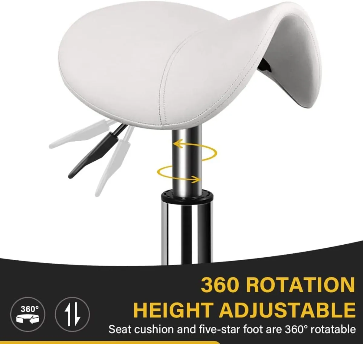 Saddle Stool On Wheels Swivel Adjustable Thick - Image 4