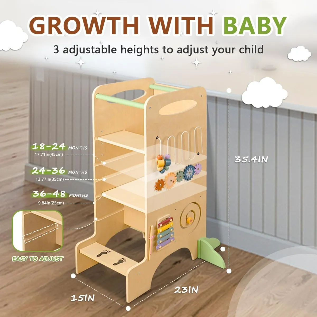 Step Stool for Kids Learning with 3 Adjustable - Image 3