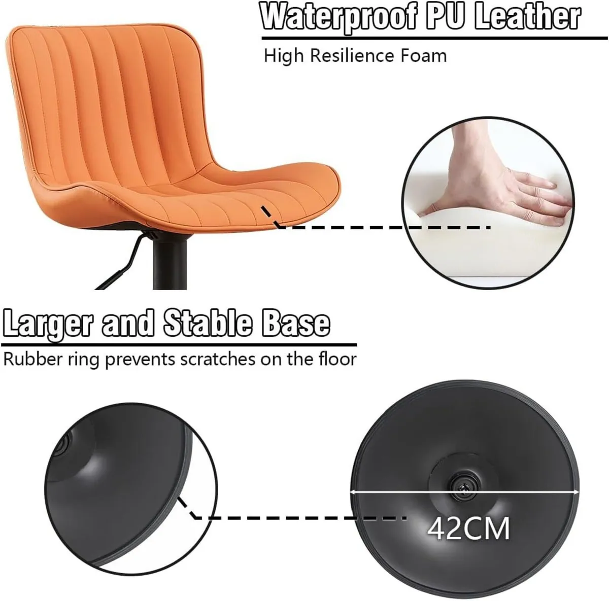 Bar Stools Set of 2 Swivel Barstools Faux Leather - Image 4