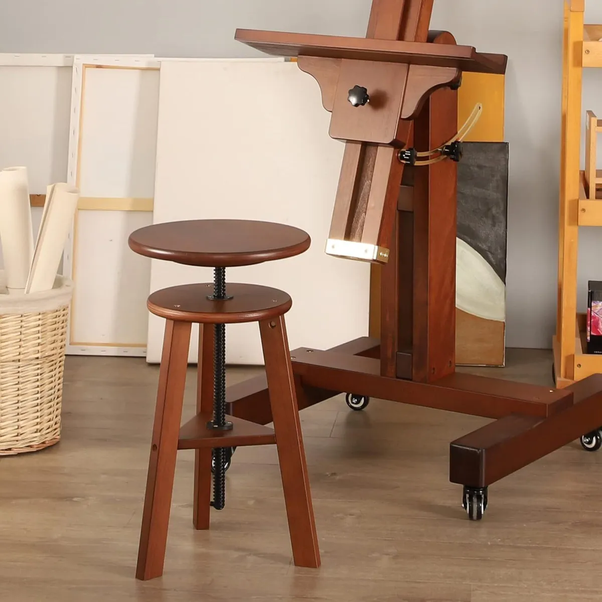 Wooden Drafting Stool 19-26 Adjustable Height - Image 2