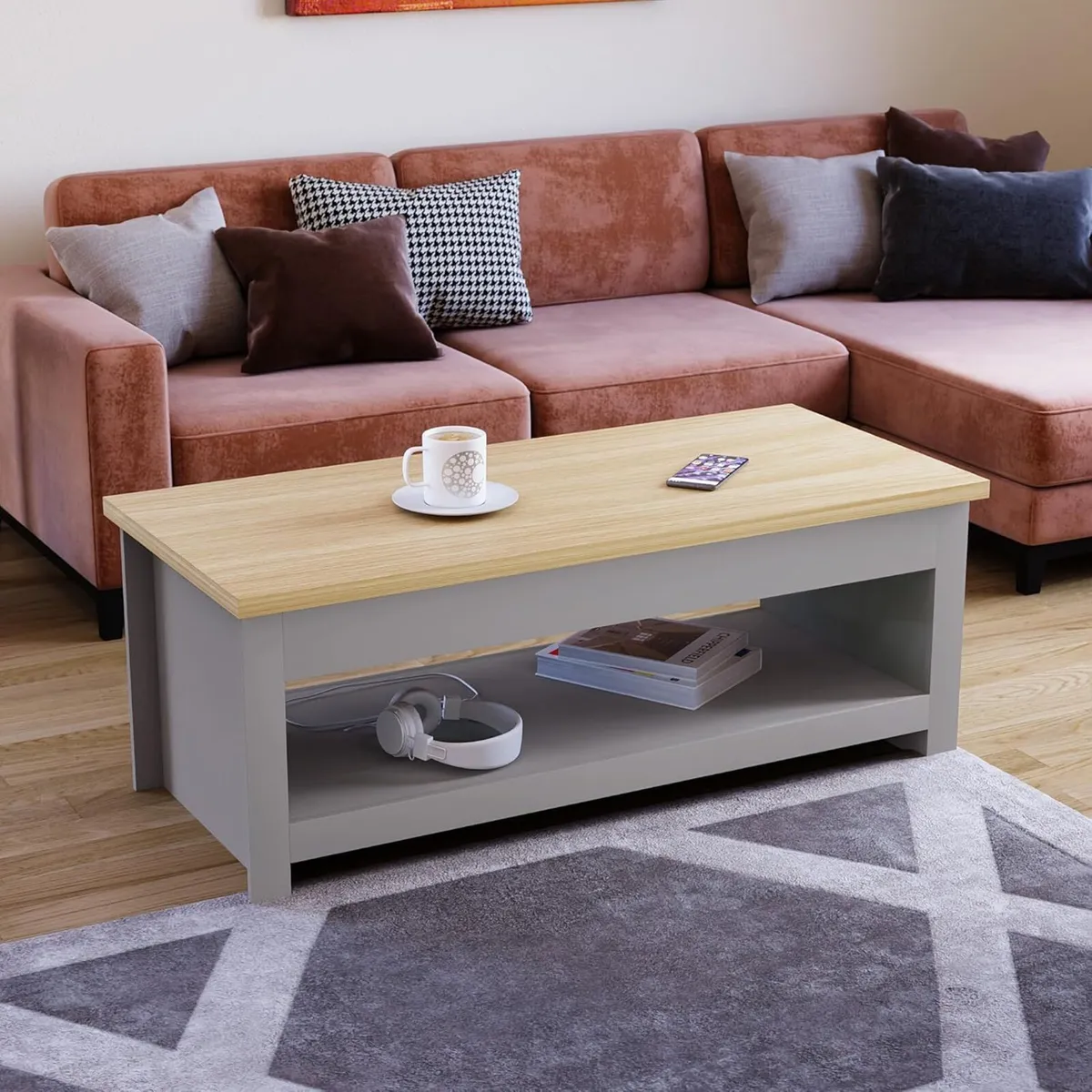 Arlington Coffee Table 1 Shelf Storage MDF Living - Image 2