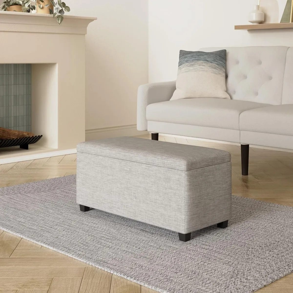 Rectangular Padded Upholstered Entryway Bench - Image 2