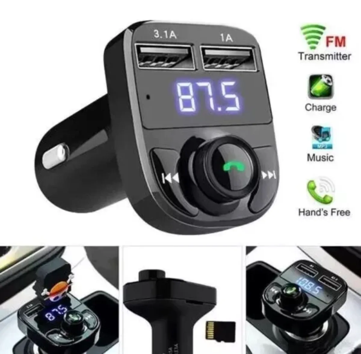 Car Bluetooth FM Transmitter MP3 USB Handsfree - Image 1