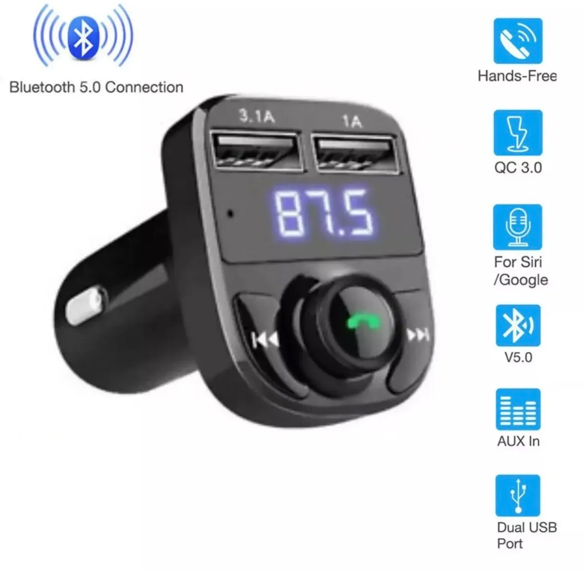 Car Bluetooth FM Transmitter MP3 USB Handsfree - Image 2