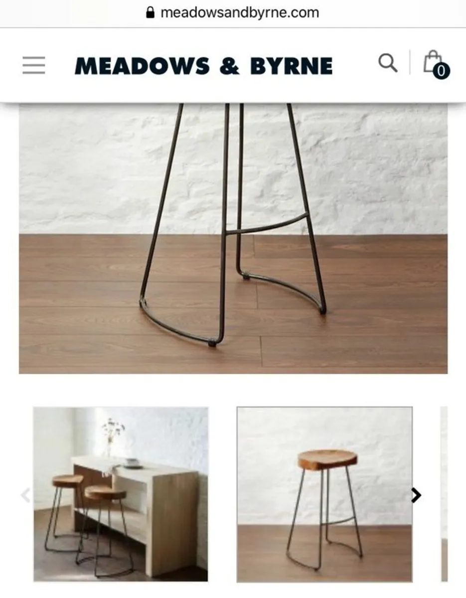 Meadows & Byrne Counter Stools, (Set of 4)Solid Mango Wood & Steel - Image 4