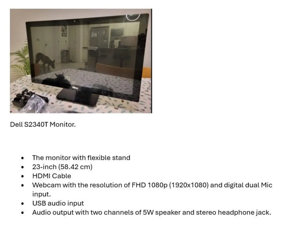 Dell S2340T Monitor.HDMI Cable - Image 1