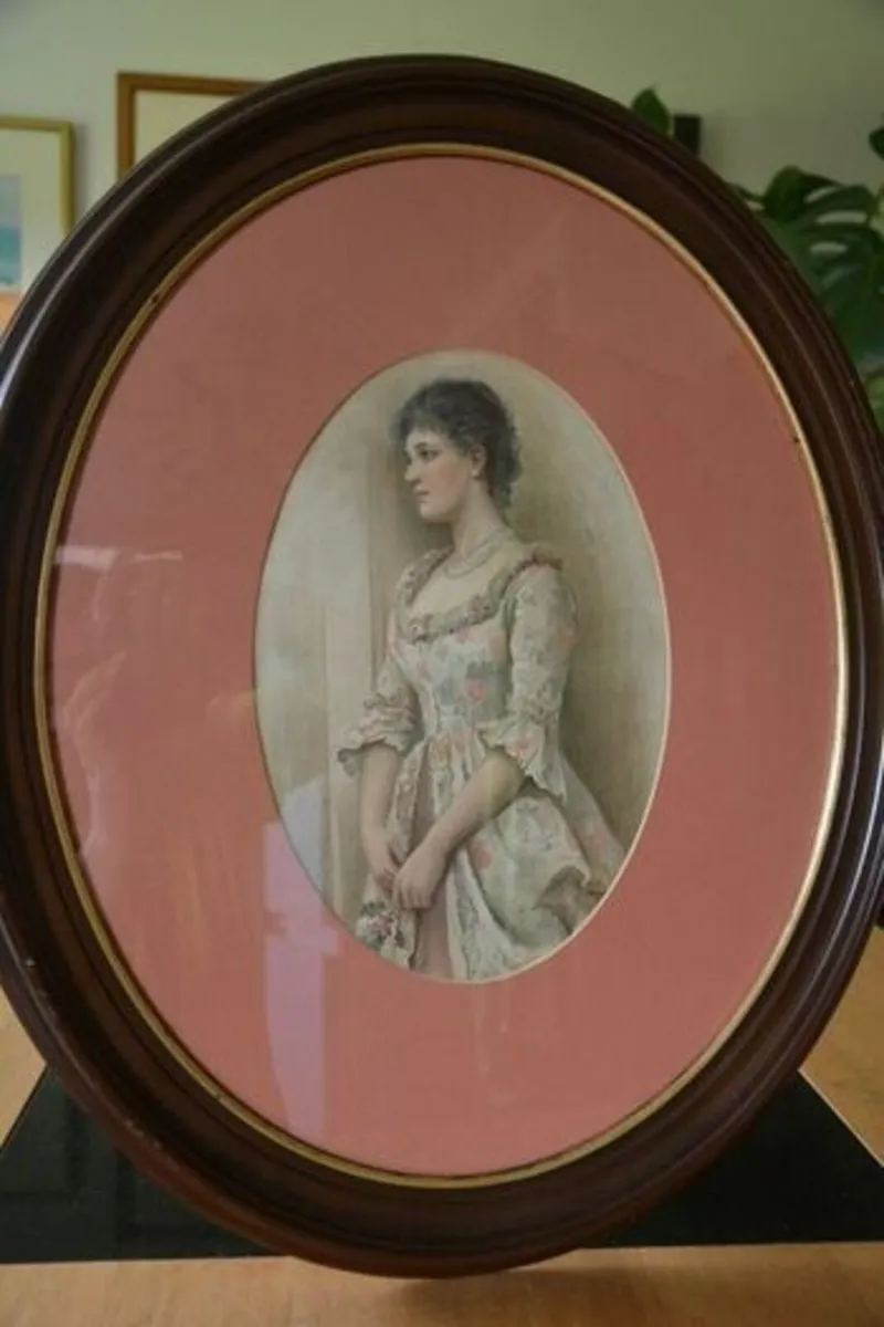 Vintage large oval picture - Image 2