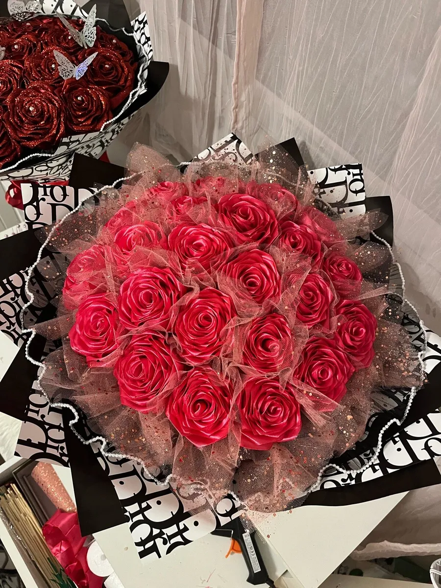 Gorgeous Fluffy Rose Pink Bouquet - Image 1