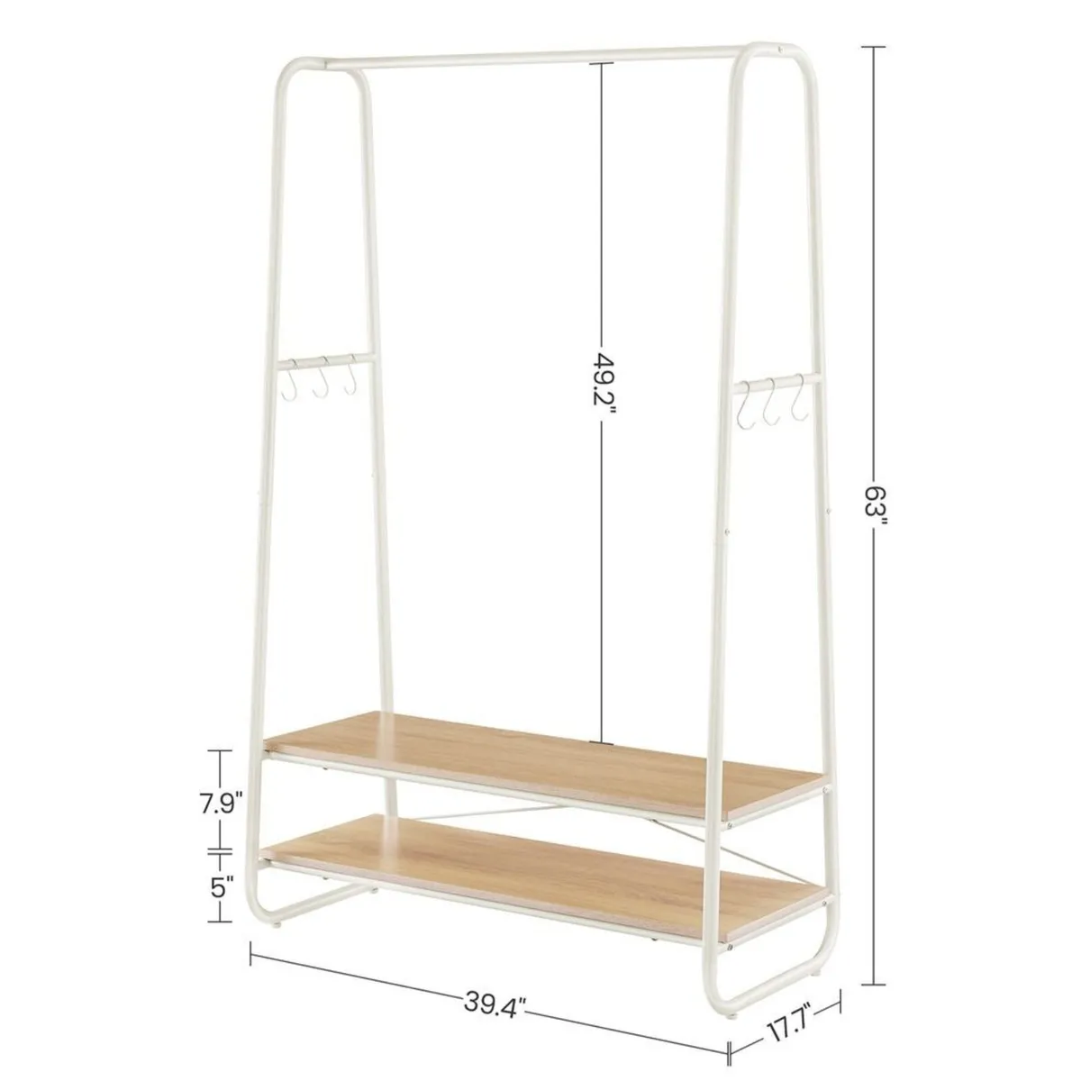 Clothes Rail With 2 Shelves (White + oak) FREE P&P - Image 2