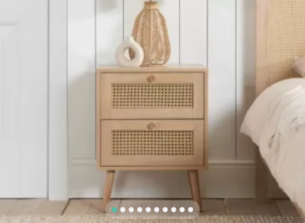 Birlea "Croxley" Rattan 2 drawer bedside table - Image 1