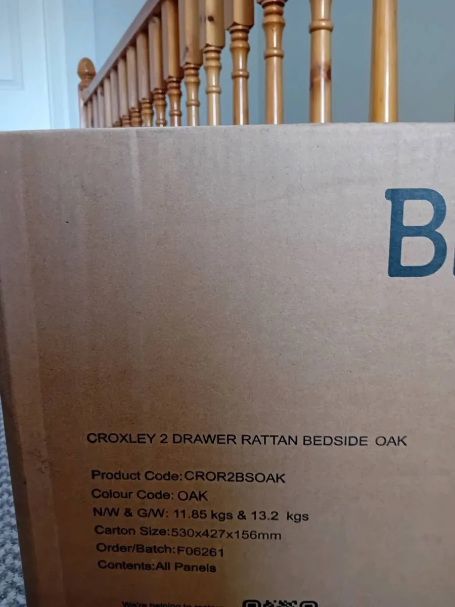 Birlea "Croxley" Rattan 2 drawer bedside table - Image 3