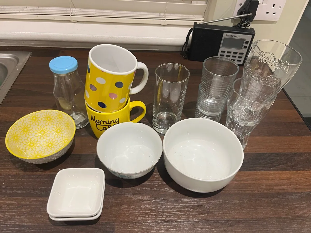 Cups glasses and bowls