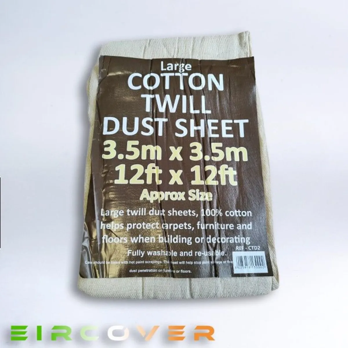 Cotton twill dust sheet 3.5m x 3.5m (12' x 12') - Image 1