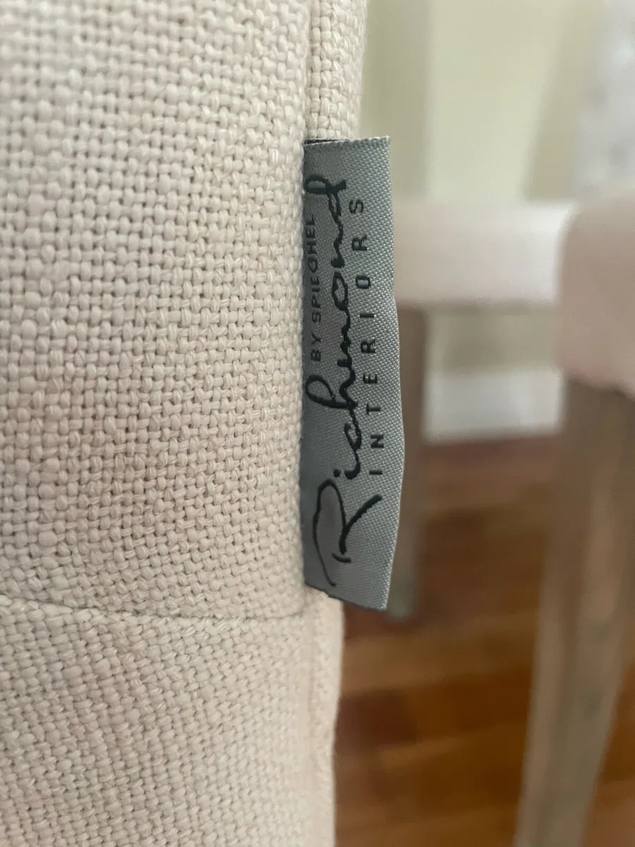 Dining Chairs x6 Solid Oak Cream Tufted - Image 2