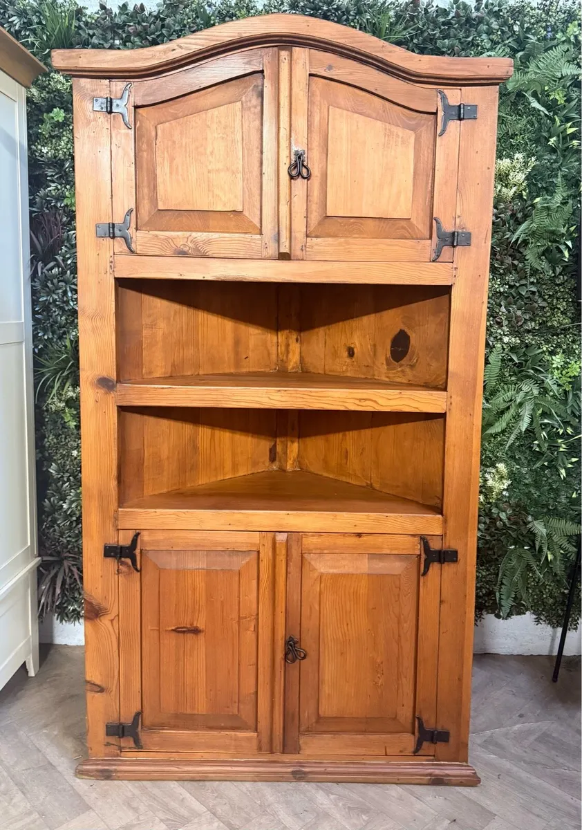 Solid antique pine corner cabinet - Image 2