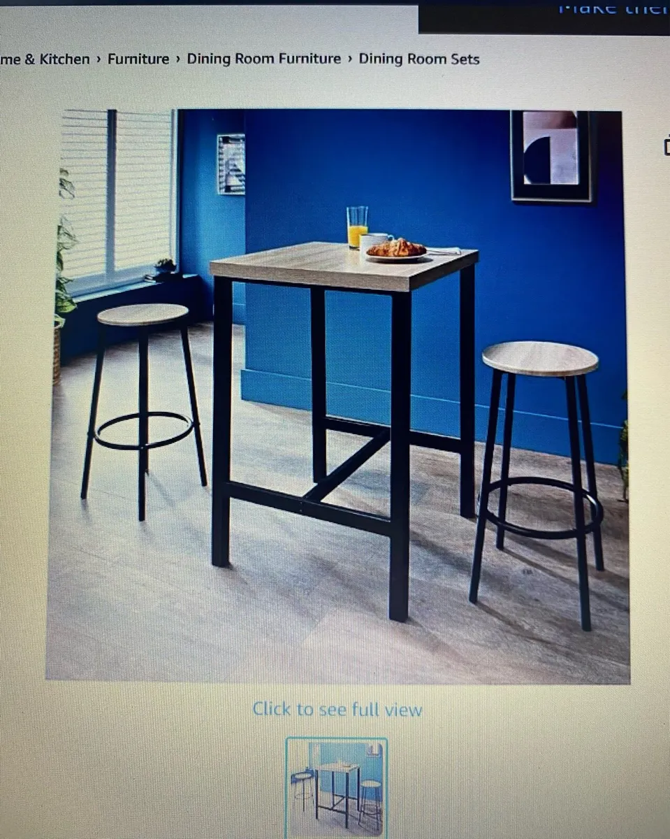 3 piece Breakfast Bar Tabke and Chairs Set - Image 1