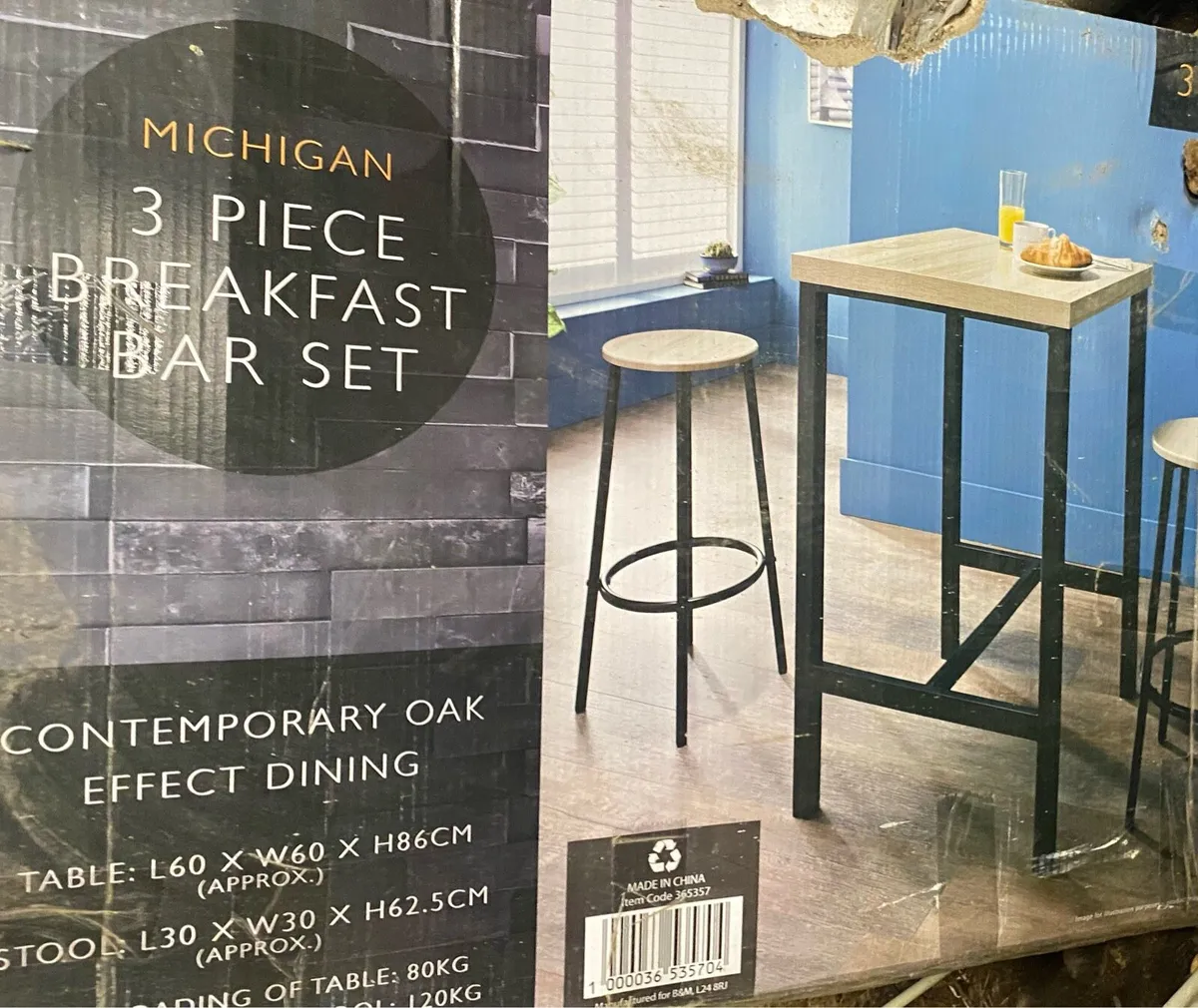 3 piece Breakfast Bar Tabke and Chairs Set - Image 3