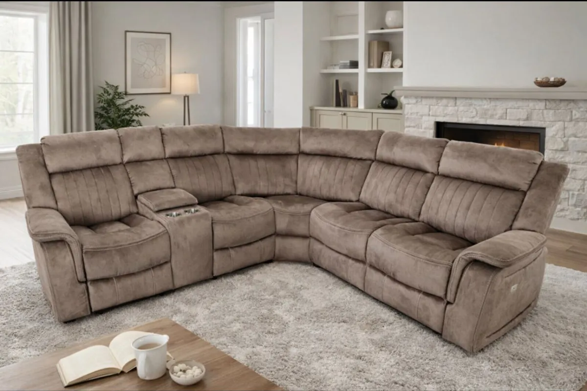 New Sand Hampton Power Recliner Corner Sofa - Image 1