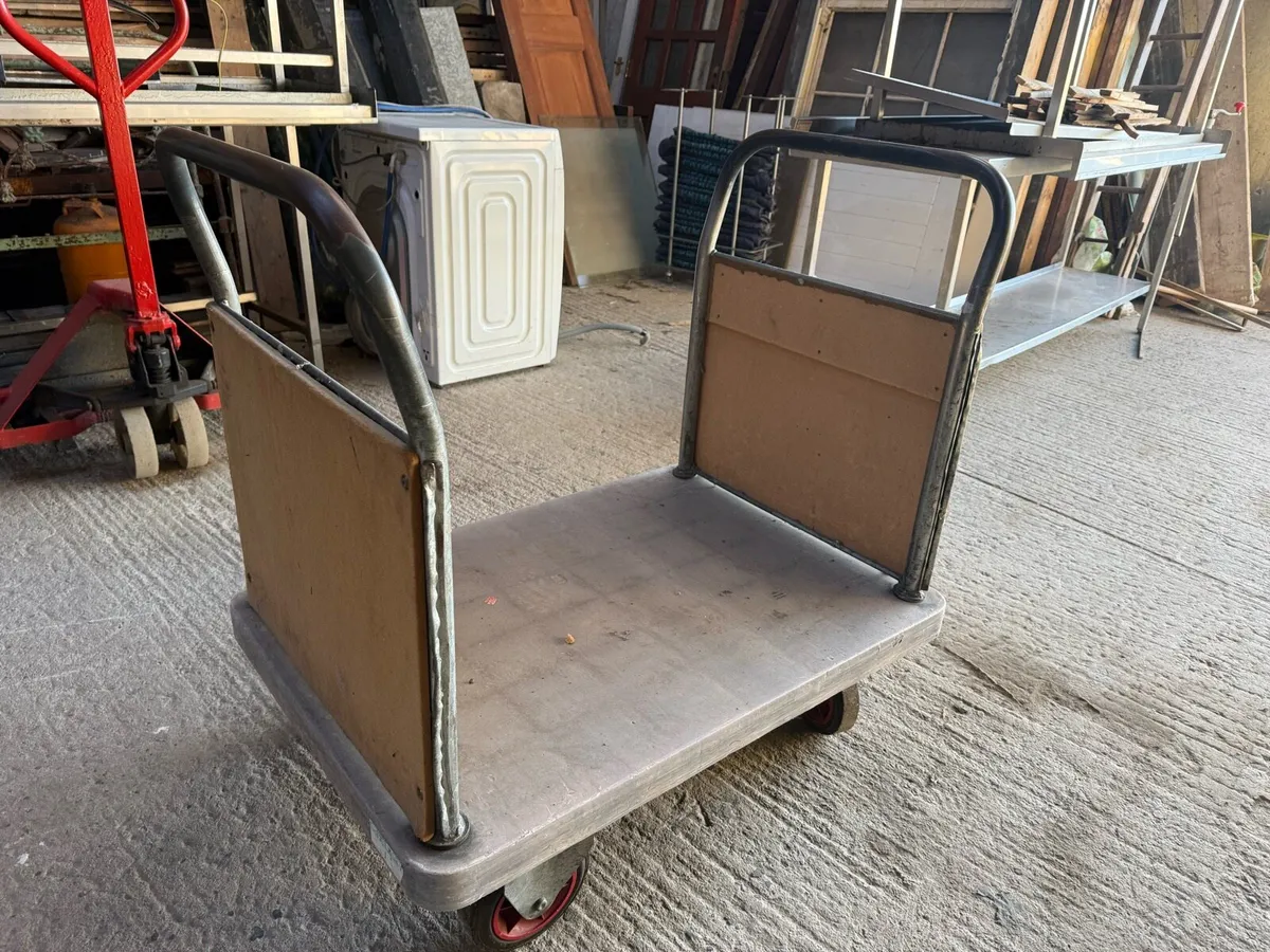 3 metal trolleys on wheels - Image 1