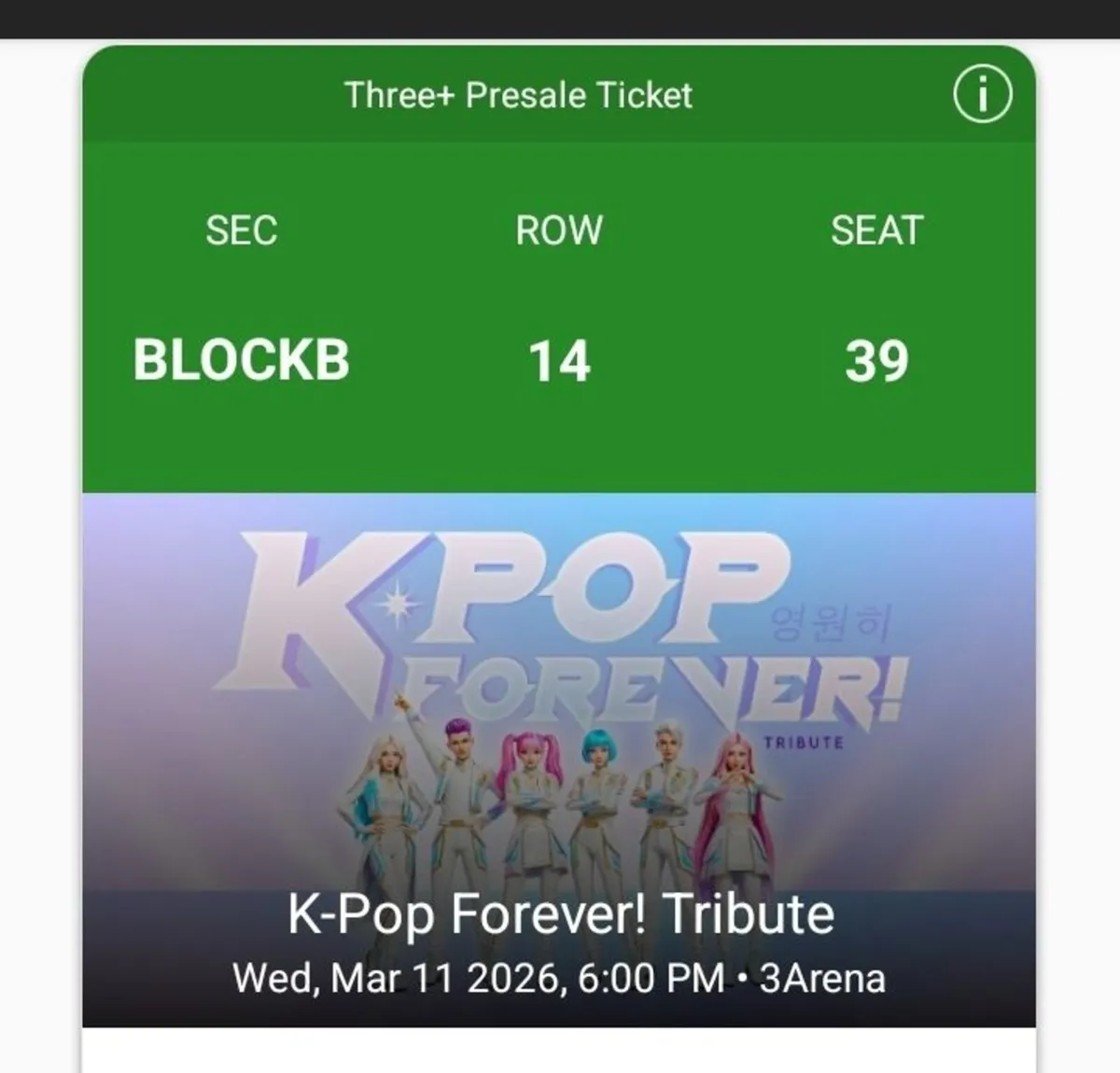 KPOP Tickets 3 Arena