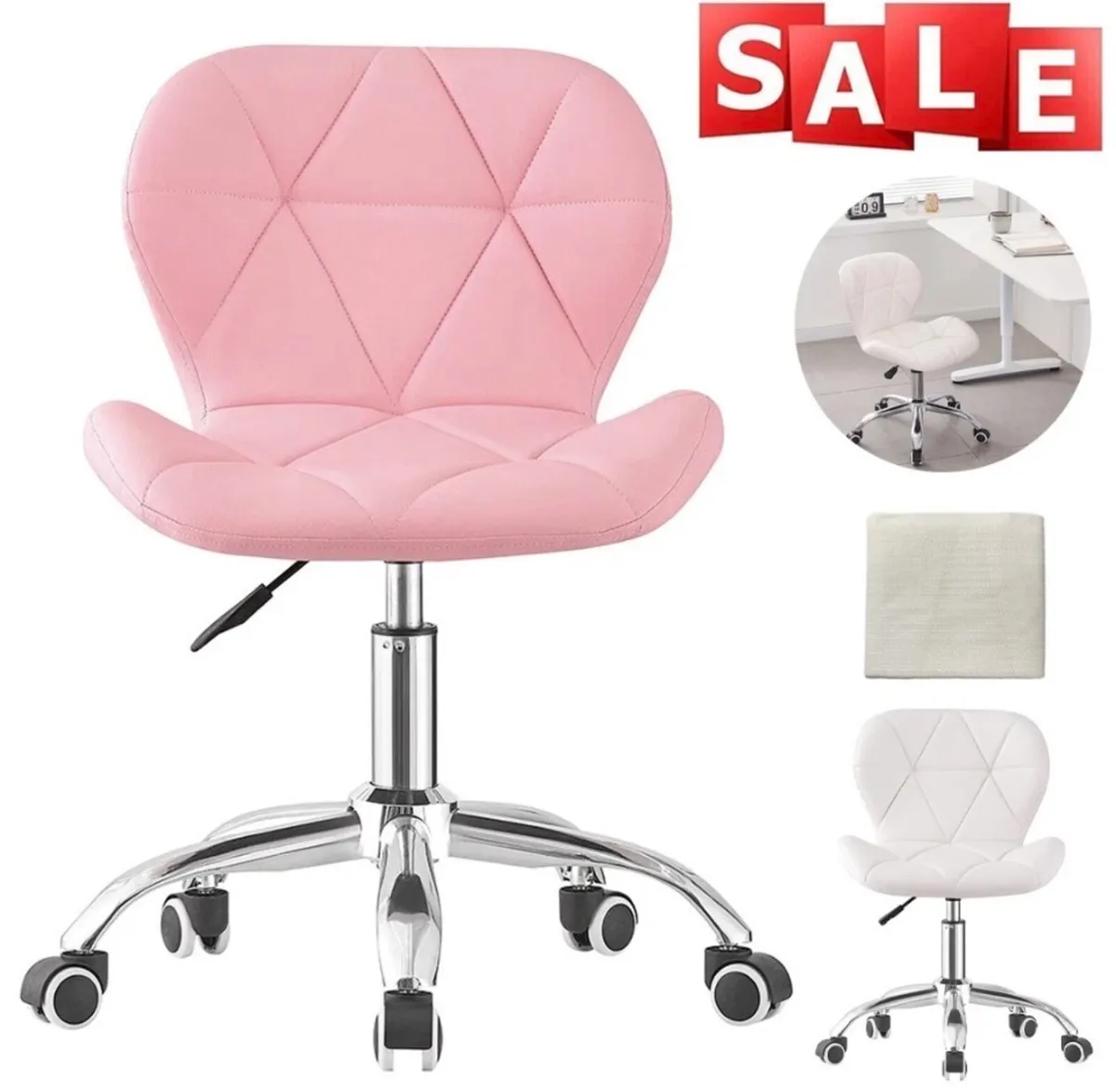 White or Pink PU Leather Chair NEW - Image 2